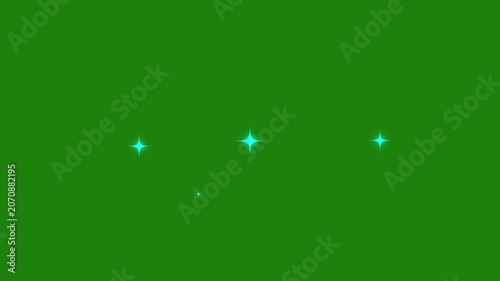 Glowing Twinkle Star Light Effect Animation, Sparkling Glitter Particles, White Cartoon Shine Elements, Blinking Retro Stars, Green Screen and Black Background Loop 4K
