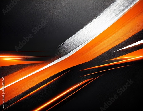 modern sport fitness gym background matte black textured surface with abstract white brush strokes and glowing orange energy lines sharp diagonal patterns symbolizing motion clean and powerful look