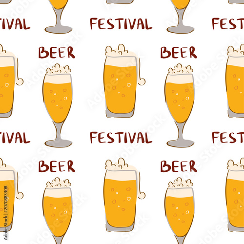 Beer Festival Drinks Pattern. Oktoberfest Beverage Background for Bar Menus, Posters and Event Branding