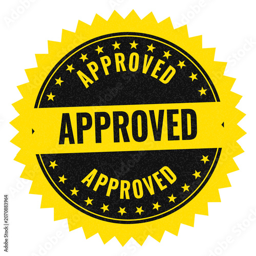 Tableau sur toile Yellow and black approved stamp badge