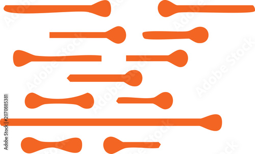 Tableau sur toile Set of orange spoon silhouettes, flat kitchen utensil cutlery