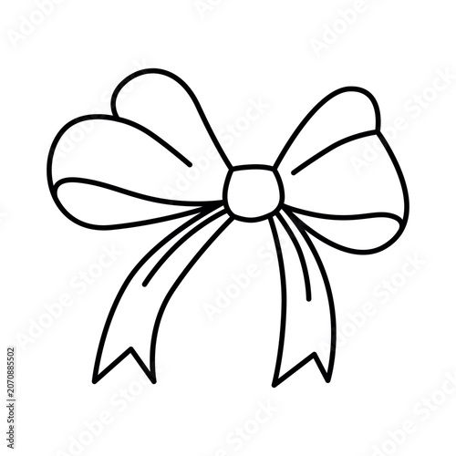 Elegant Bow Design Black and White Vector Illustration. The outline style provides a clear and modern look, suitable for various design and decorative projects.