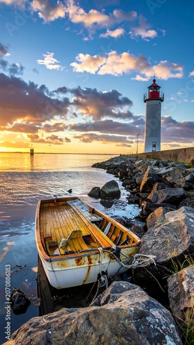 Coastal Lighthouse at Dusk.