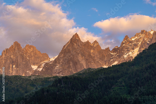 The iconic mountain peaks of Les Drus in the Mont Blanc massif Chamonix France
