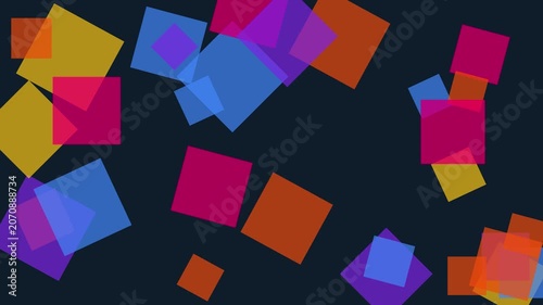 Abstract motion background, with floating colorful, geometric squares and, transparency effects