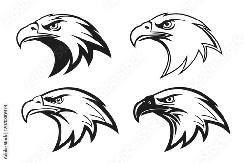 Black and white eagle heads illustration