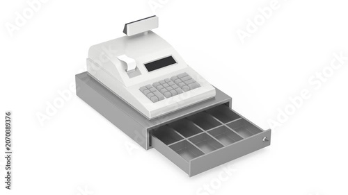 Electronic cash register drawer opening, empty inside