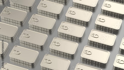 Many rows of sardine tin cans
