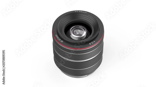 Zoom camera lens on white background