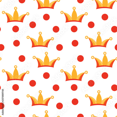 Seamless colorful jester joke pattern in bright colors for comedy