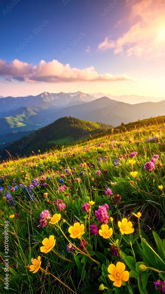 Obraz premium Alpine Meadow Flowers. (1)