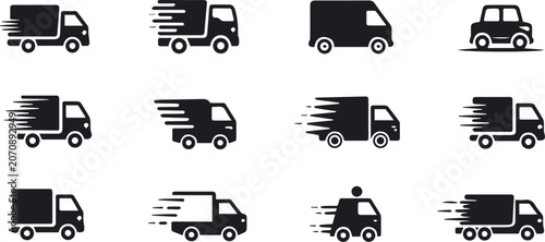 delivery transport icons collection simple line vector set