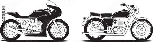 Canvastavla motorcycle touring sport cruiser vintage silhouettes vector set icons