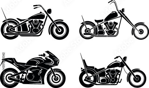 Cuadro en lienzo motorcycle illustration chopper sportbike vintage and modern line art