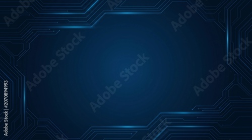 Abstract Blue Futuristic Digital Technology Circuit Board Background