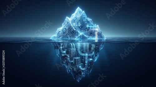 Digital Iceberg Concept Illustrating Big Data and Deep Web