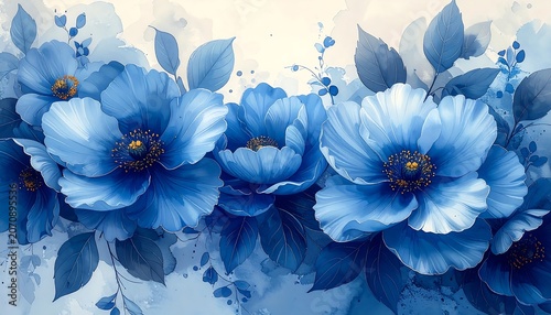 Blue Floral Watercolor.