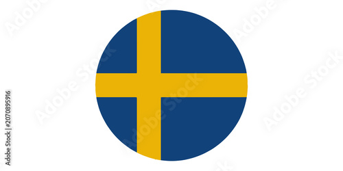 Fotografía Swedish flag emblem with blue and yellow cross on transparent background
