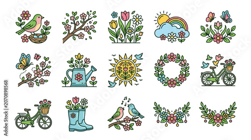 Elegant Hello Spring Seasonal Banner Design Featuring Handcrafted Floral Arrangements with Fresh Blooming Flowers Delicate Greenery and Soft Pastel Color Palette for Nature Inspired Decor an