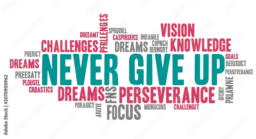 Fototapeta premium Word cloud featuring motivational phrases like 