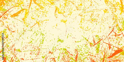 Abstract yellow floral watercolor background with vintage textured paper, flowers and leaves, soft pastel spring pattern illustration