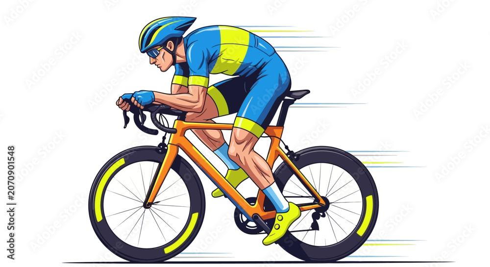 Fototapeta premium Professional cyclist riding a bicycle fast.