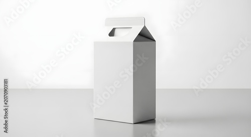 Mockup of a blank white milk carton with handle