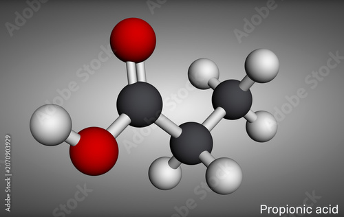 Obraz na plátně Propionic acid molecule, 3D model