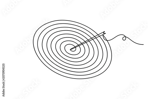 Success goal with arrows icon sign continuous one line drawing on white background minimalist round and bullseye symbol 