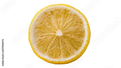 Obraz na plátně Isolated fresh yellow lemon slice in sparkling soda water with refreshing bubble