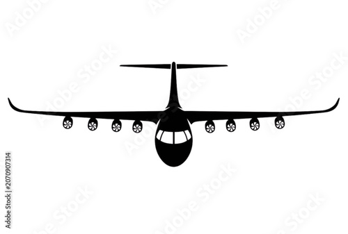 Airplane, aircraft, plane silhouette, black, vector, transportation, aviation, commercial jet