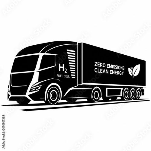 Hydrogen fuel cell truck, zero emissions, clean energy, eco friendly vehicle, sustainable transport