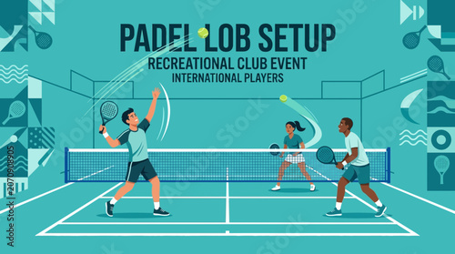 Padel Tennis Lob Setup Recreational Club International Players Action