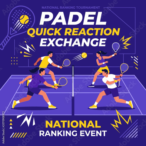 Padel Tennis Match Quick Reaction Exchange National Ranking Event Sport Illustration