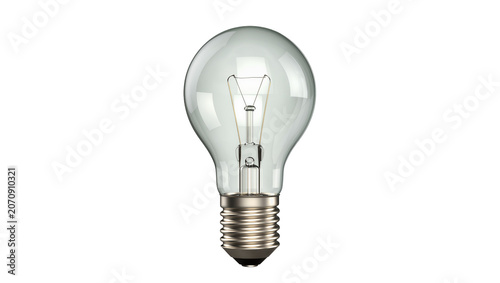Fotografie Isolated classic clear glass traditional incandescent light bulb with metallic s