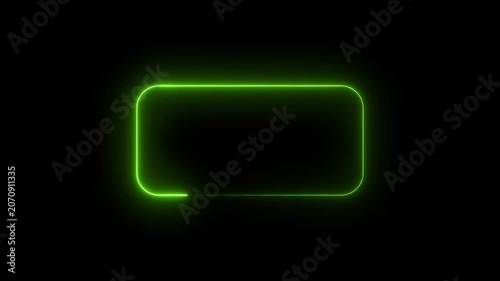Green Neon Rounded Rectangle Frame Animation Loop.4k video