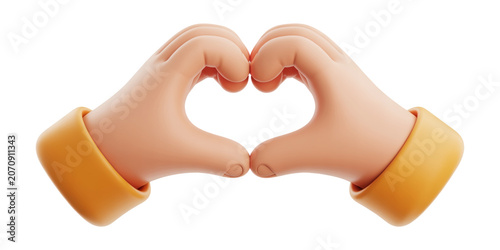 3D Heart Shape Hand Gesture Icon Representing Love Romance and Emotional Connection