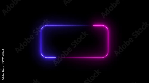 Neon Rounded Rectangle Frame Animation Loop.4k video