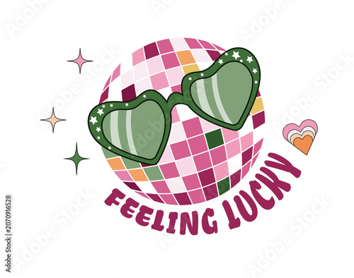 Canvas Print Feeling Lucky groovy retro St Patrick's Day for  t-shirt design
