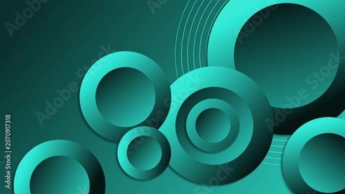 Abstract layered circles with gradients and shadows on a dark background animation
