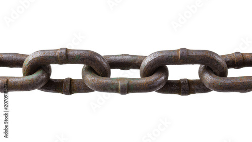 Foto Isolated heavy rusty metal chain with weathered texture, strong and industrial l