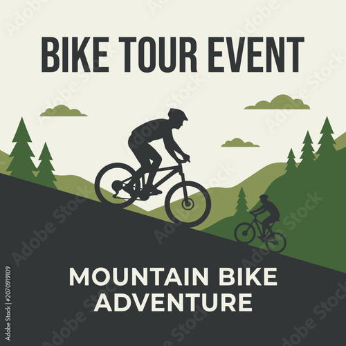 Mountain Bike Adventure Cycling Event Poster Illustration Design