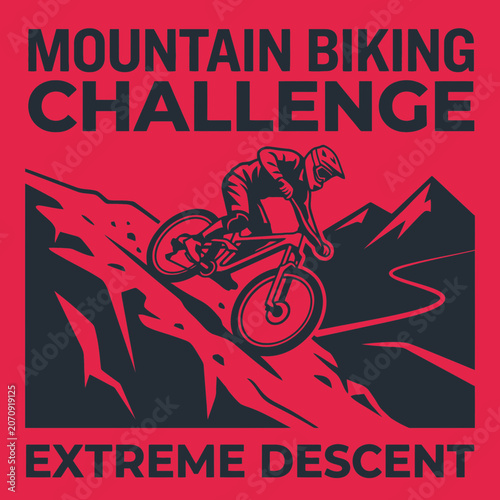 Mountain Biking Descent Extreme Challenge Sport Illustration