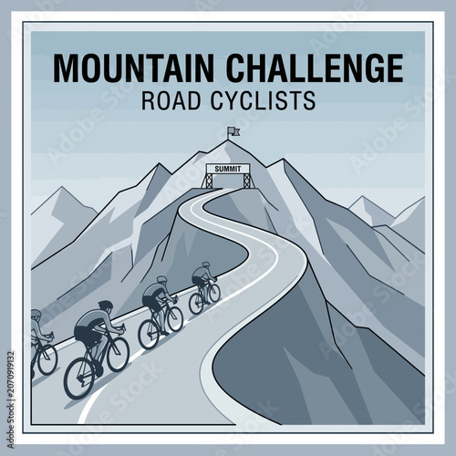 Mountain Challenge Road Cyclists Ascending Scenic Peaks