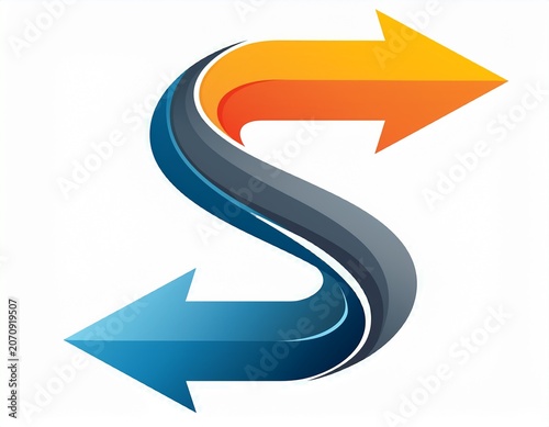 abstract letter s logo with arrows isolated on white background