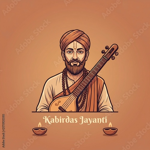 Kabirdas jayanti illustration with musician