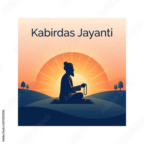 Kabirdas jayanti celebration with a man meditating at sunrise