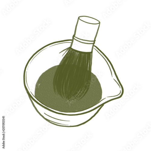 Matcha powder drink illustration