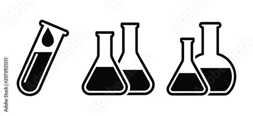 фотографія Chemical free laboratory sign with forbidden chemistry symbols, no preservatives warning, test flask icons and safe food protection concept