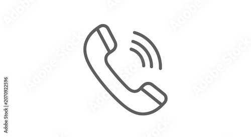 Telephone handset call icon with signal waves.